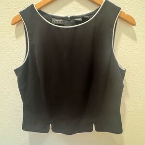 Liz Claiborne Black Crop Top with White Piping